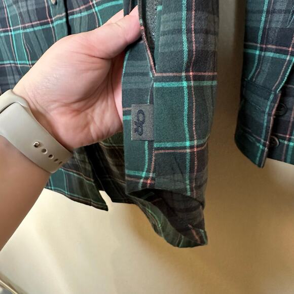 Outdoor Research Kulshan Tunic Green Fir Plaid Pockets Button Up Medium Hiking - Picture 7 of 10